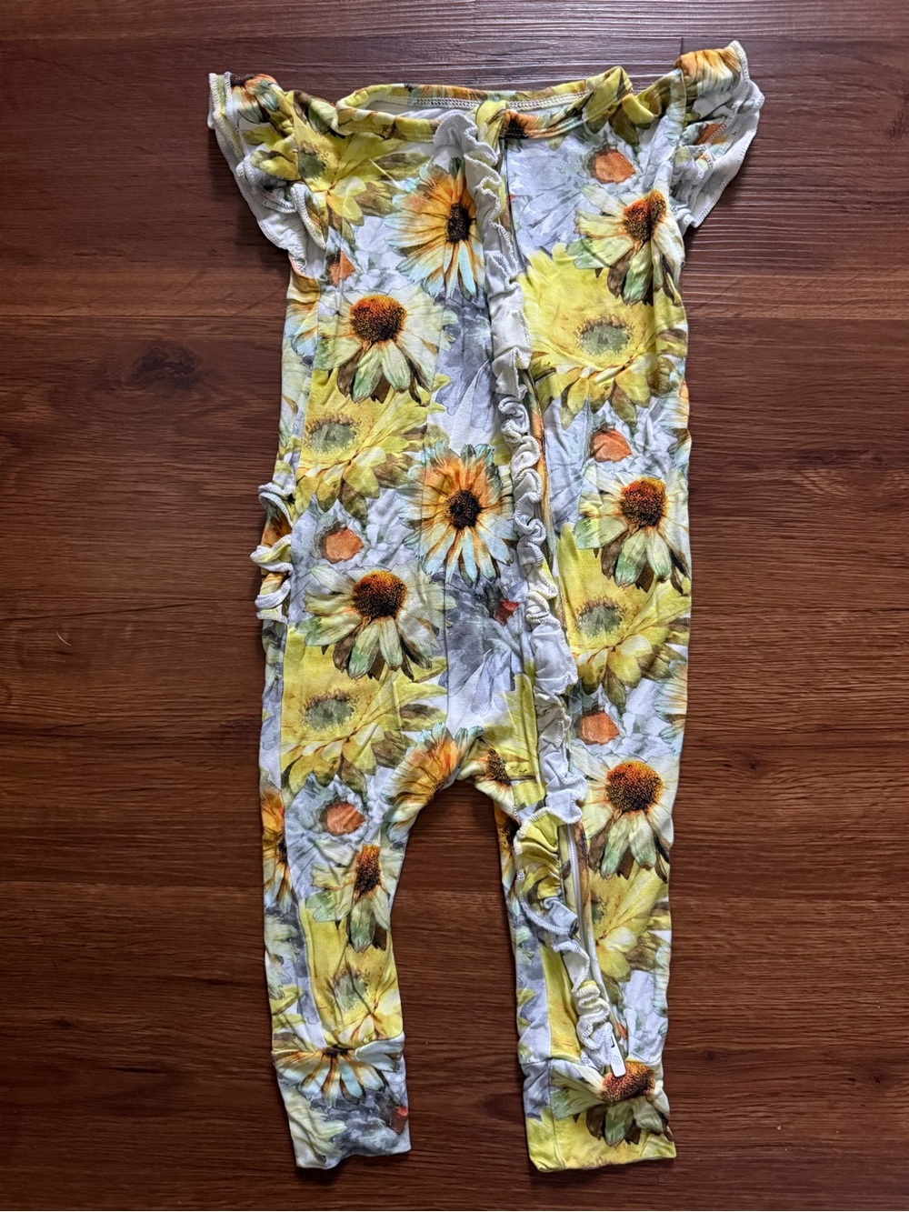 Little Bum Bums Sunflower and Daisy Print Infant Bamboo Romper